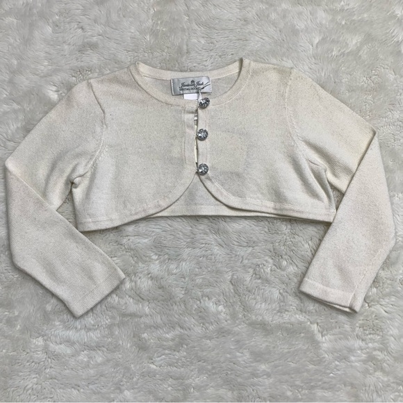 New Janie and Jack Special Occasion Girl's White Cropped Cardigan 18-24 Months - Picture 1 of 10